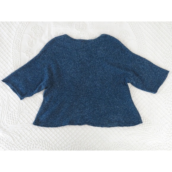 Pure J Jill Blue Marled Knit Boxy Swing Sweater XS Short Sleeve Pockets RN97641 - Picture 7 of 7